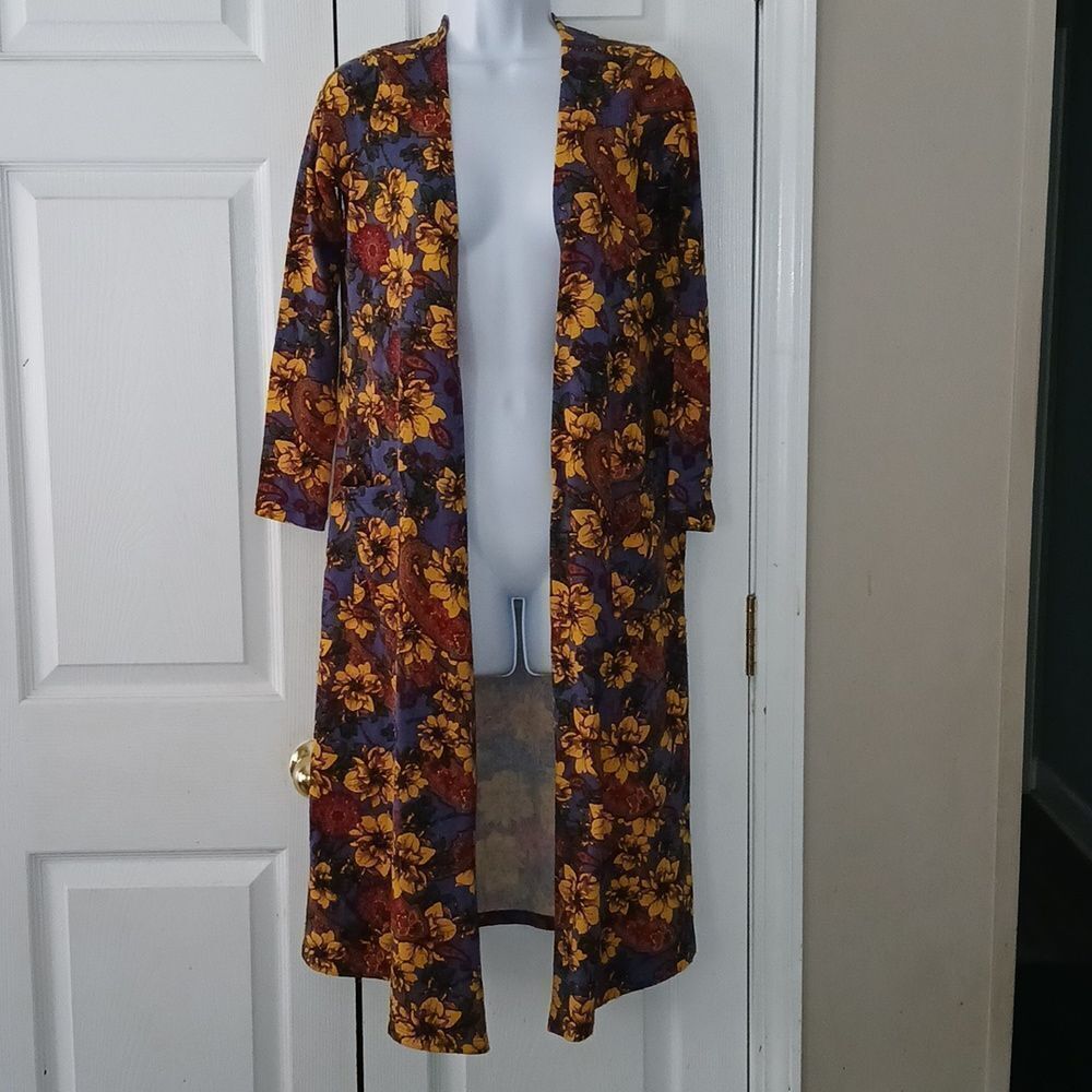 Lularoe  Sarah floral duster cardigan with pockets Sz XS